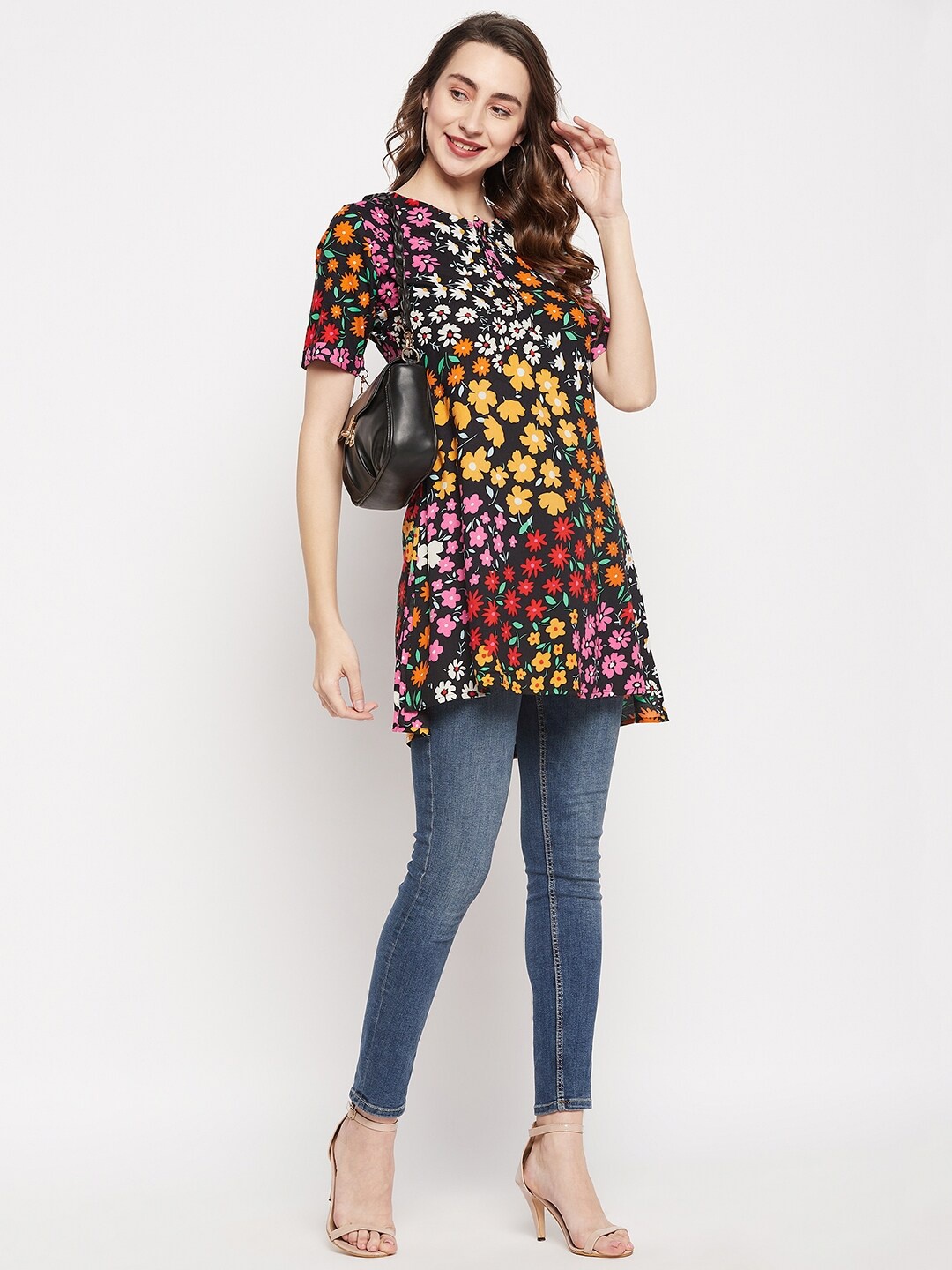 

Ruhaans Floral Printed Tunic, Black