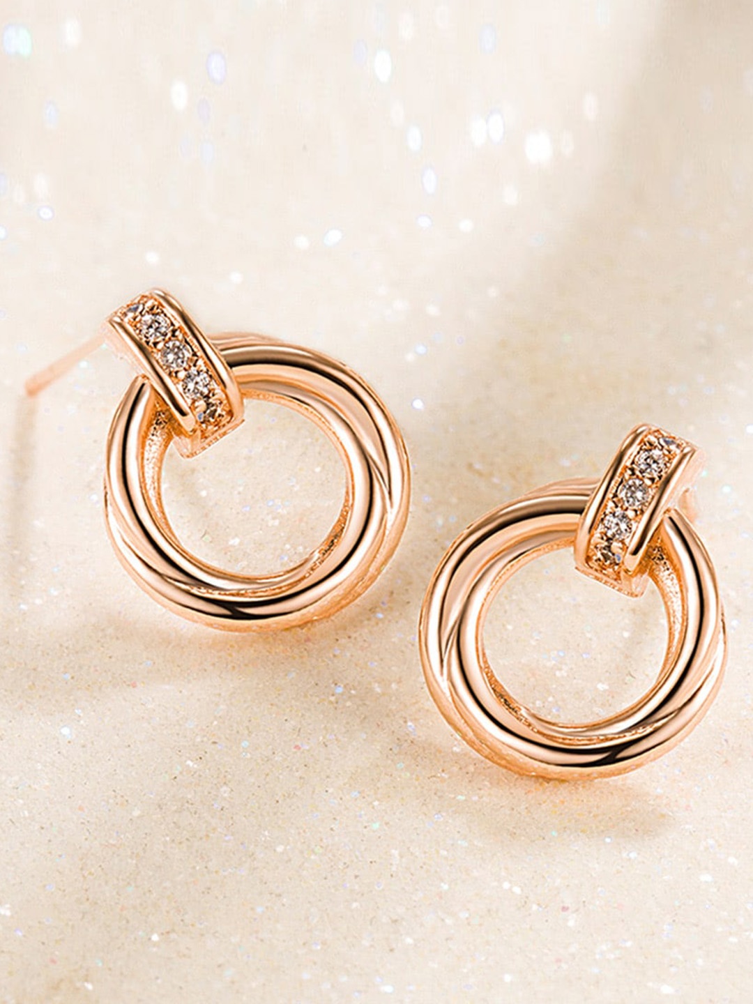 

MYKI Rose Gold-Plated Cubic Zirconia-Studded Studs Earrings