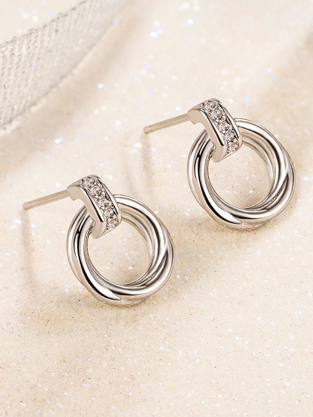 

MYKI Silver-Plated Contemporary Drop Earrings