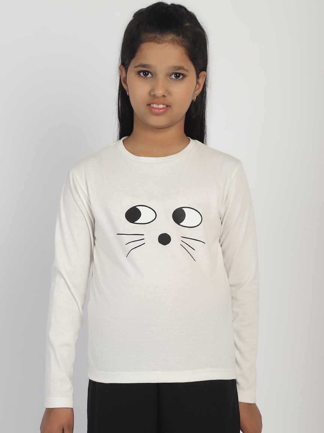 

Rute Girls Graphic Printed Cotton T-shirt, White