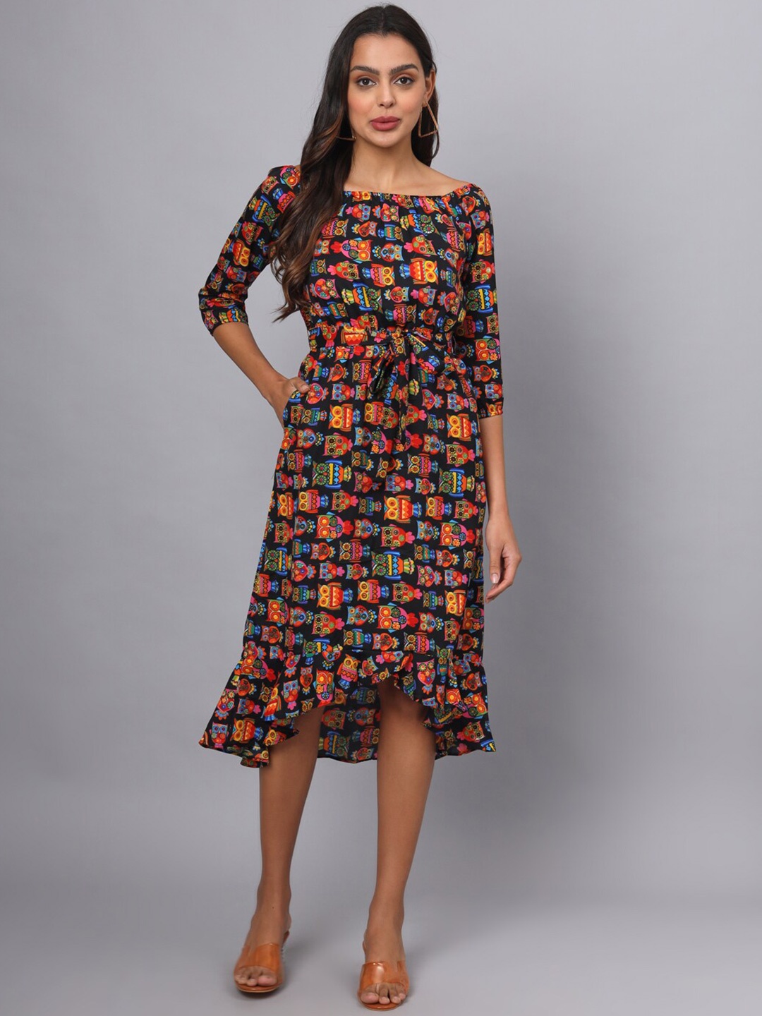 

BRINNS Floral Print Fit & Flare Midi Dress, Multi