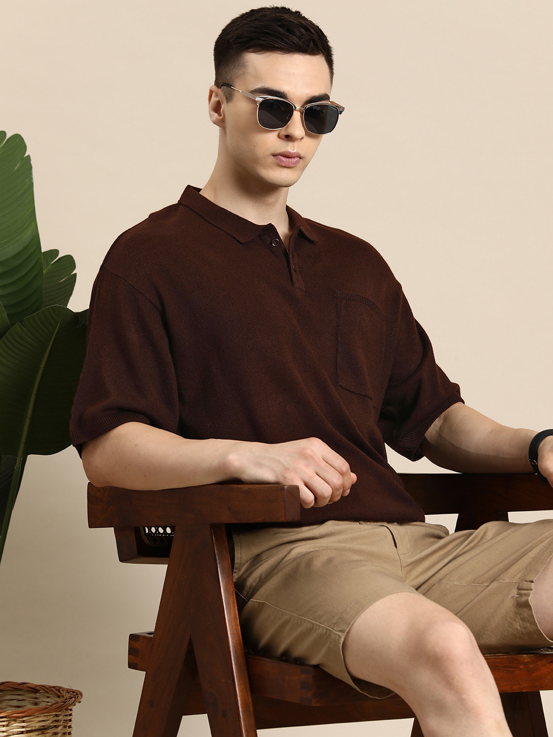

Mast & Harbour Men Acrylic Polo Collar T-shirt, Brown