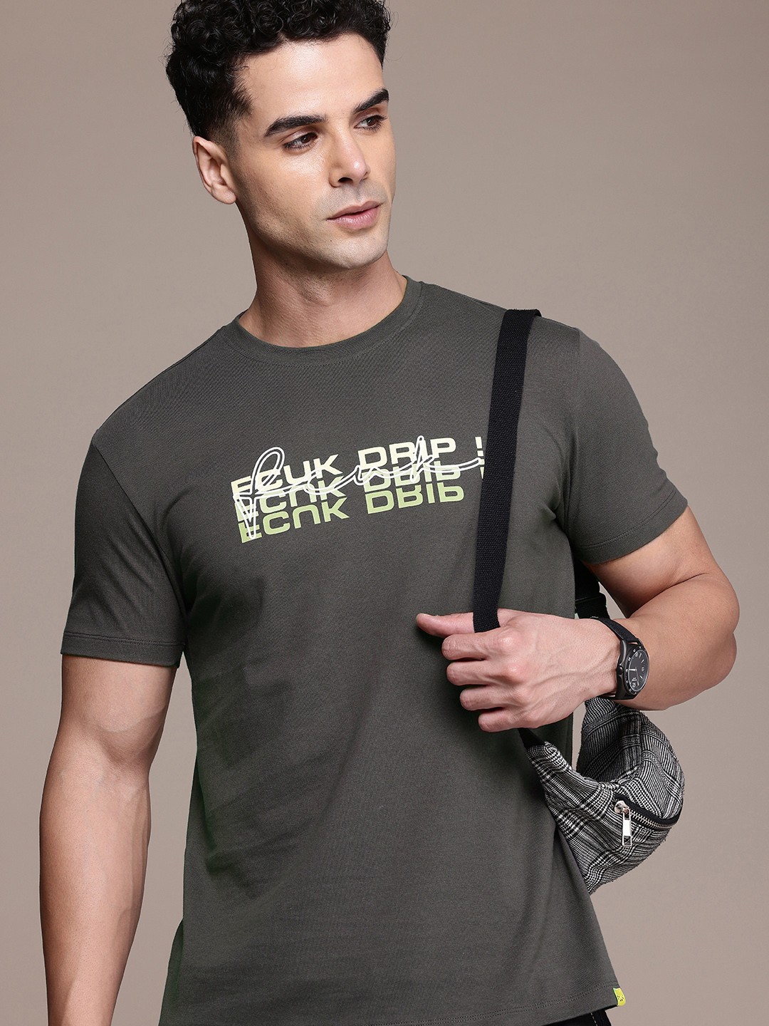 

FCUK Brand Logo Printed Pure Cotton T-shirt, Grey