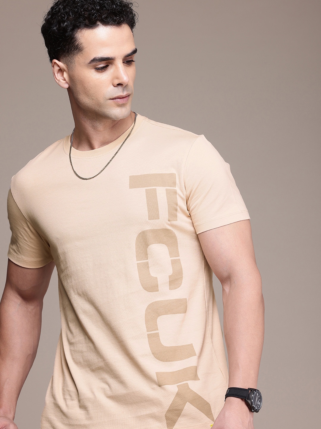 

FCUK Brand Logo Printed Pure Cotton T-shirt, Beige