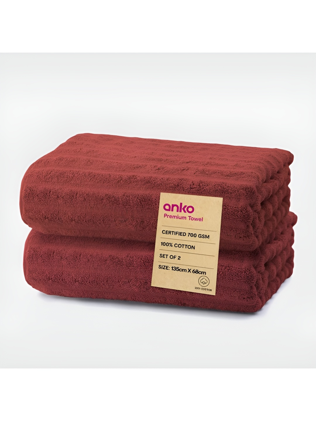 

Anko Rust 2 Pcs Striped Cotton 670 GSM Bath Towel