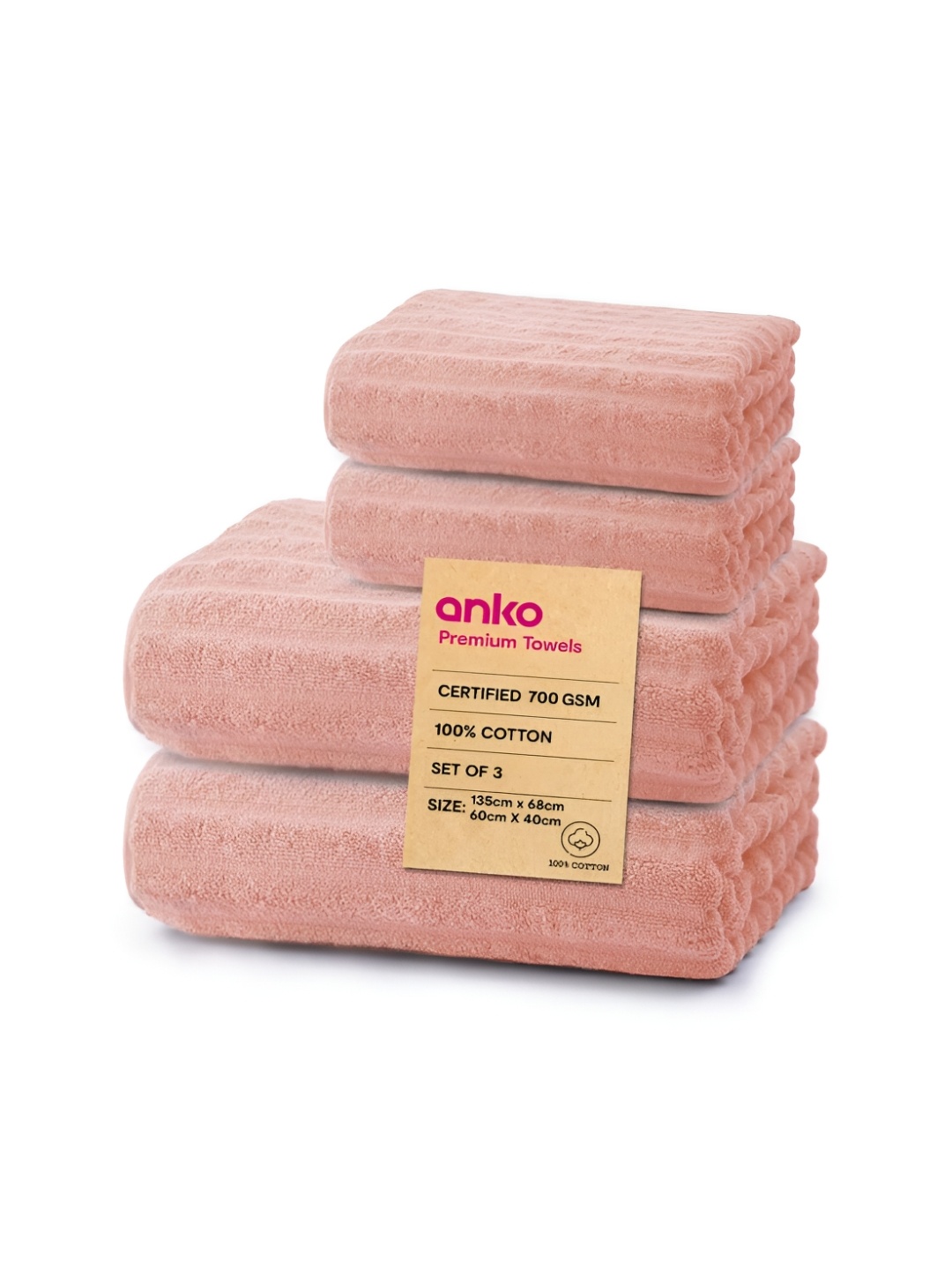 

Anko Pink 4Pcs Cotton 670 GSM Bath Towels