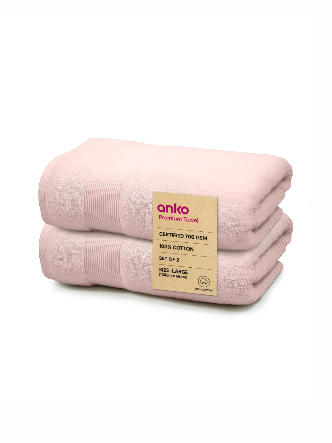 

Anko Pink 2 Pieces Cotton 670 GSM Bath Towels