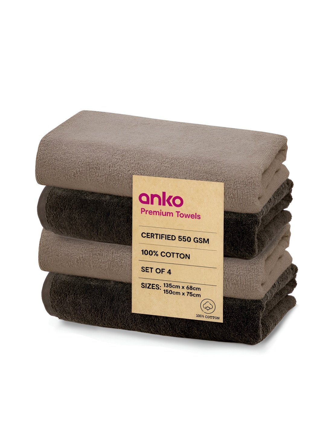 

Anko Grey 4 Pieces Cotton 550 GSM Bath Towel