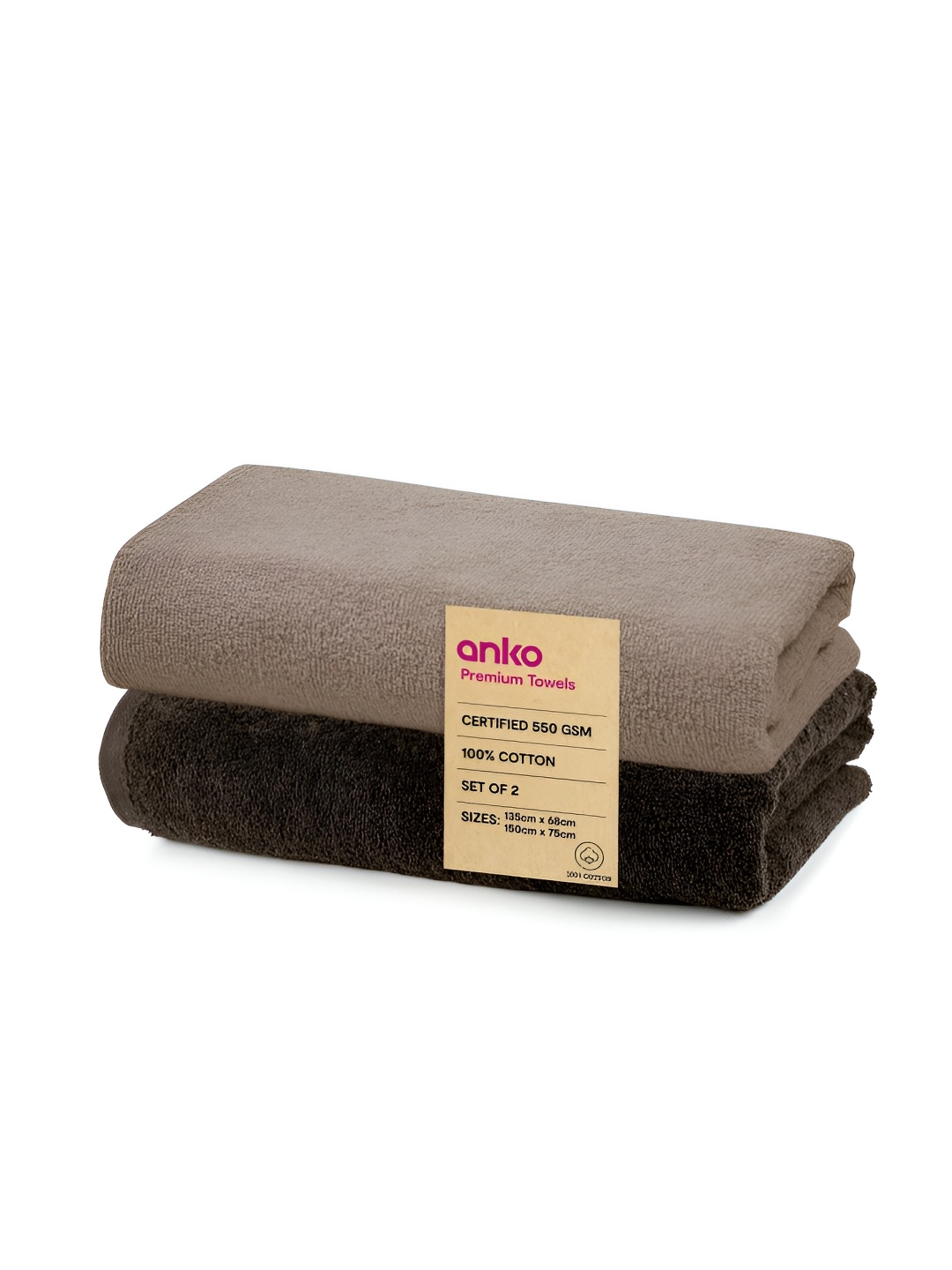 

Anko Grey 2 Pcs Cotton 550 GSM Bath Towel