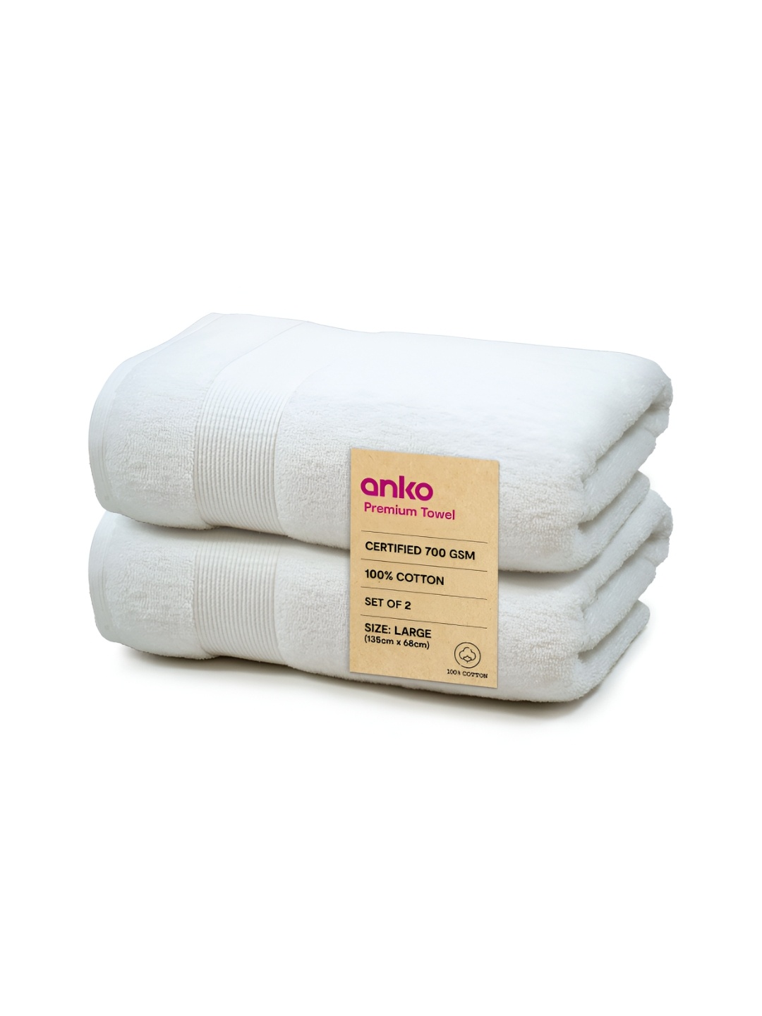 

Anko White 2Pcs Striped Cotton 700 GSM Bath Towels