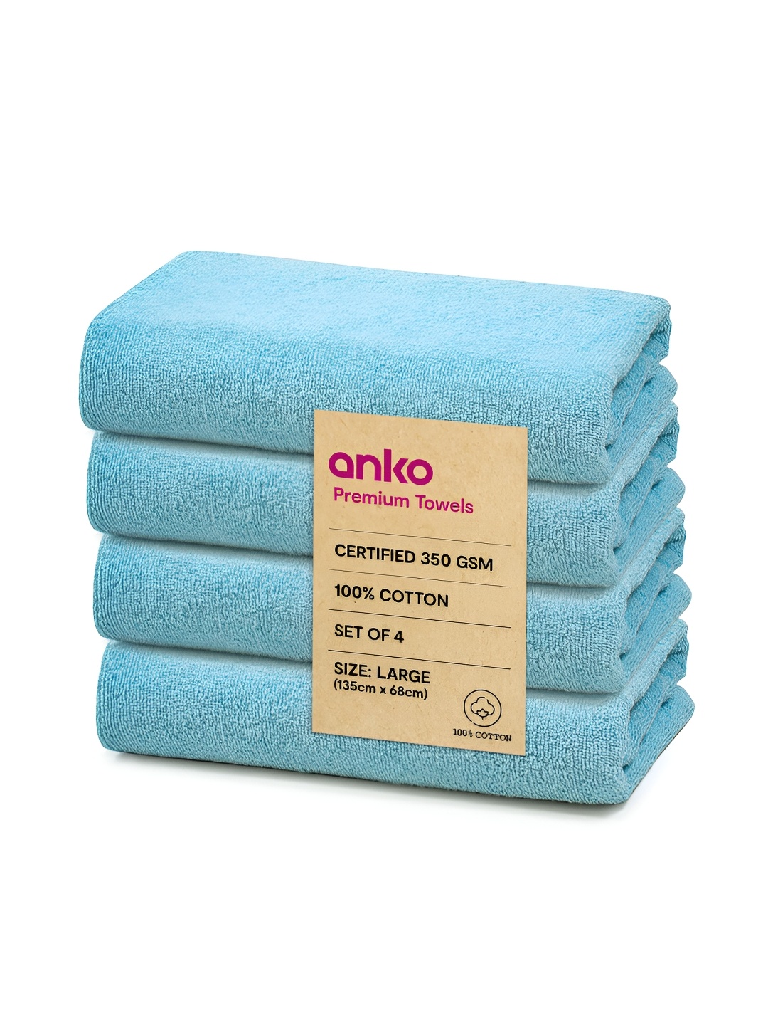 

Anko Blue 4Pcs Cotton 350 GSM Bath Towels