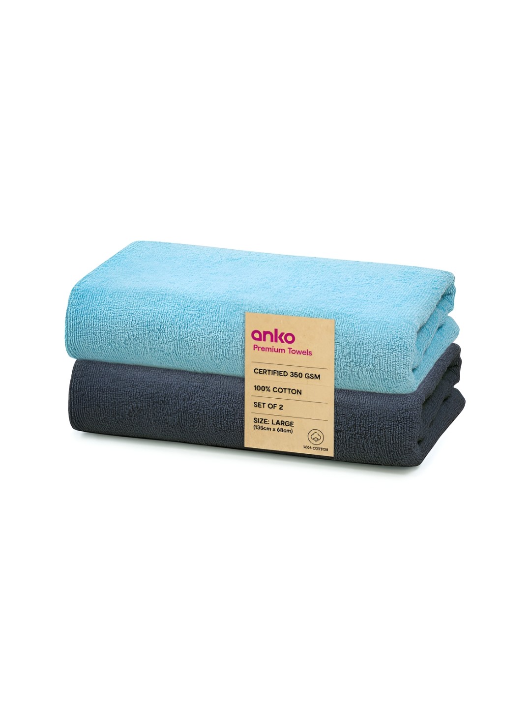 

Anko Blue & Navy Blue 2 Pieces Cotton 350 GSM Bath Towels