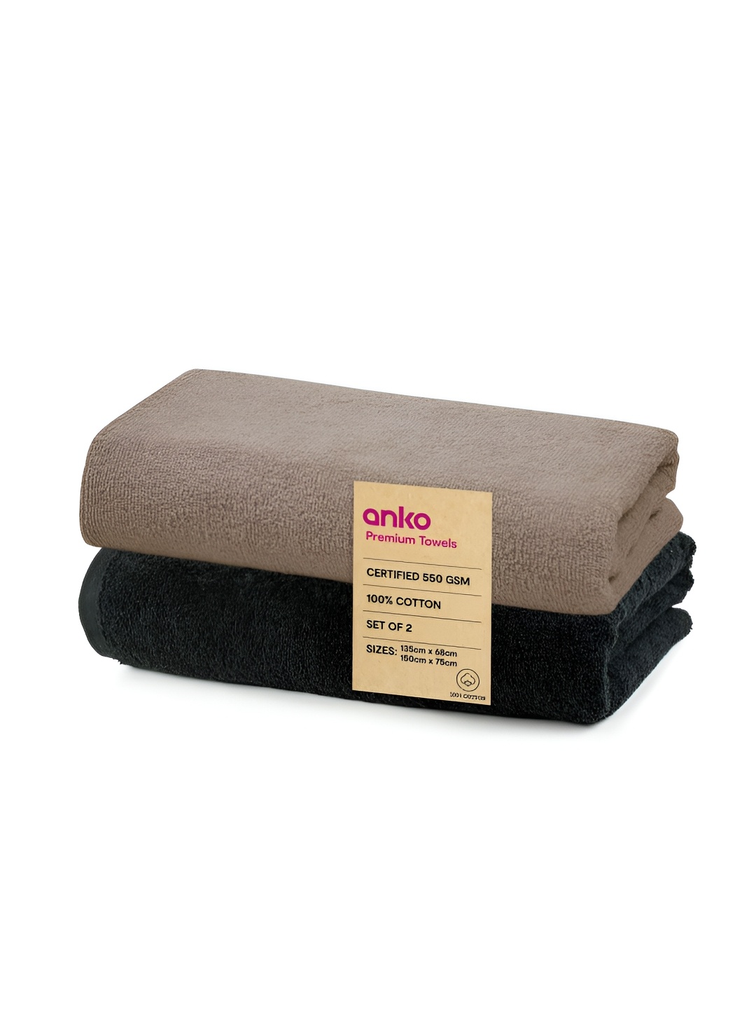 

Anko Black & Grey 2 Pieces Cotton 550 GSM Bath Towels