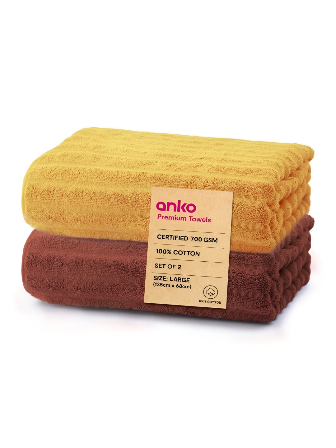 

Anko Rust & Mustard 2 Pieces Cotton 670 GSM Bath Towels