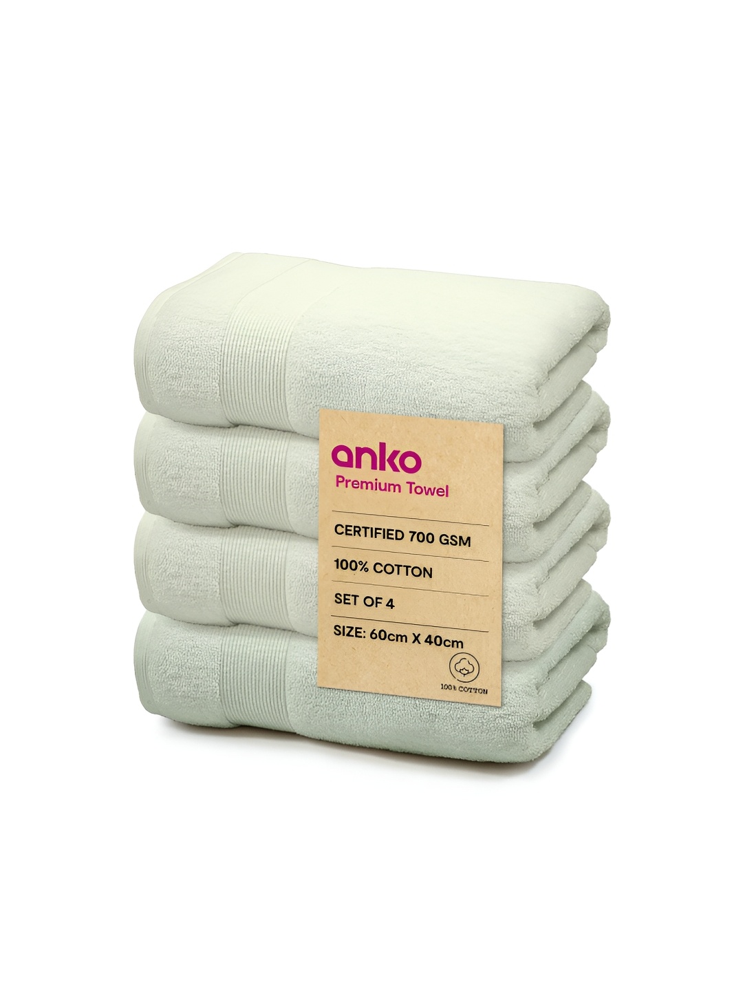

Anko Green 4 Pcs Cotton 670 GSM Bath Towel