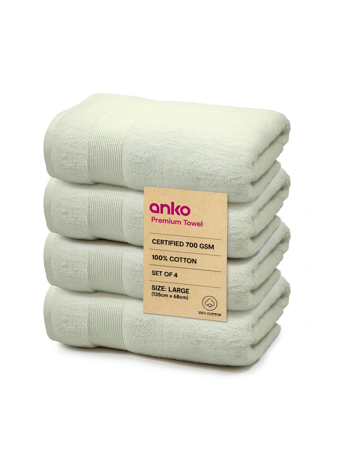 

Anko Green 4 Pieces Cotton 670 GSM Bath Towel