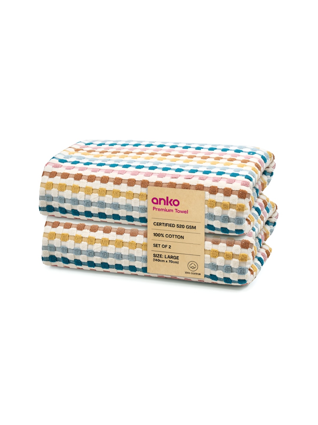 

Anko White & Blue 2 Pcs Striped Cotton 520 GSM Bath Towel