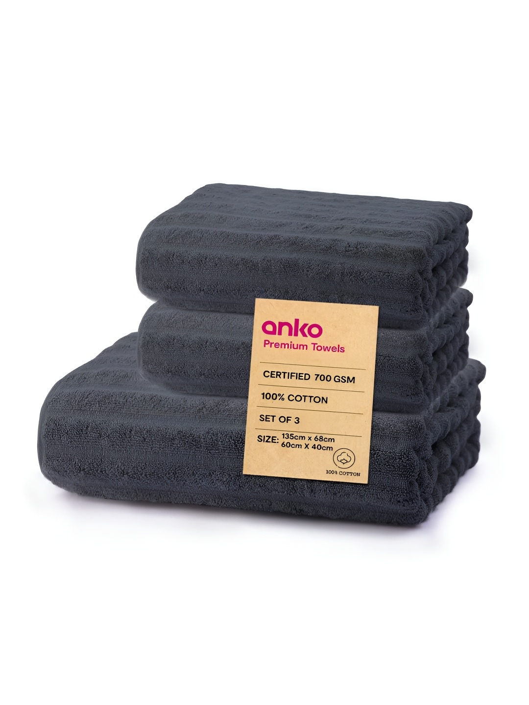 

Anko Navy Blue 4Pcs Cotton 700 GSM Bath Towels