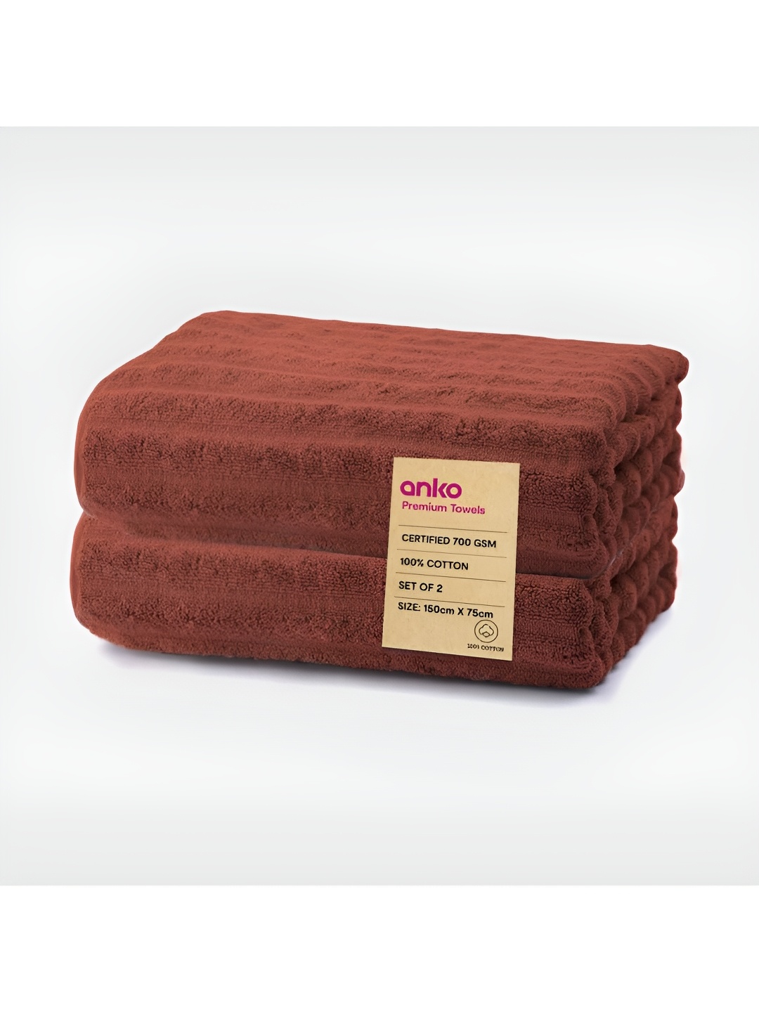 

Anko Rust 2 Pieces Striped Cotton 700 GSM Bath Towels