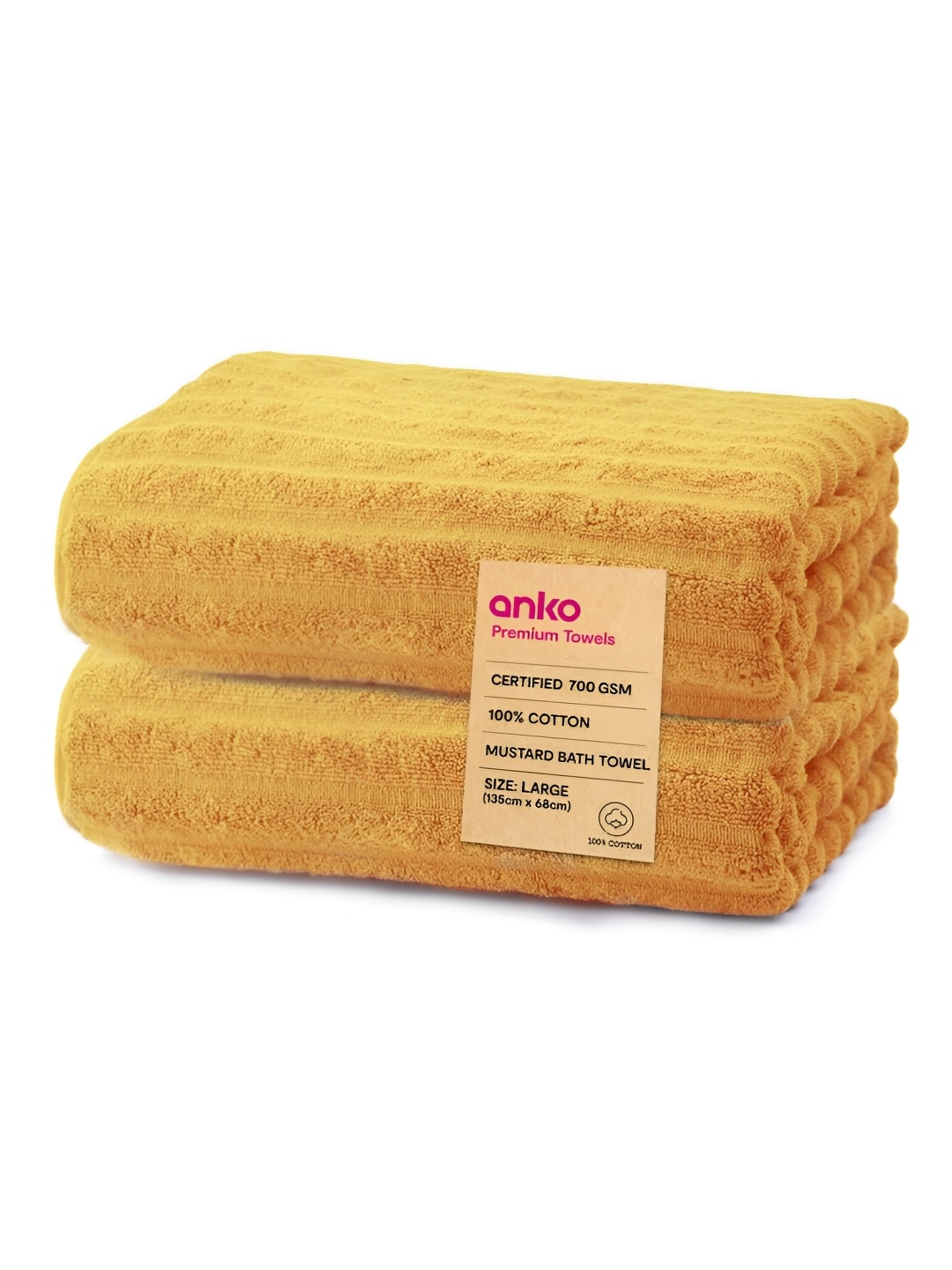 

Anko Mustard 2 Pieces Striped Cotton 670 GSM Bath Towels