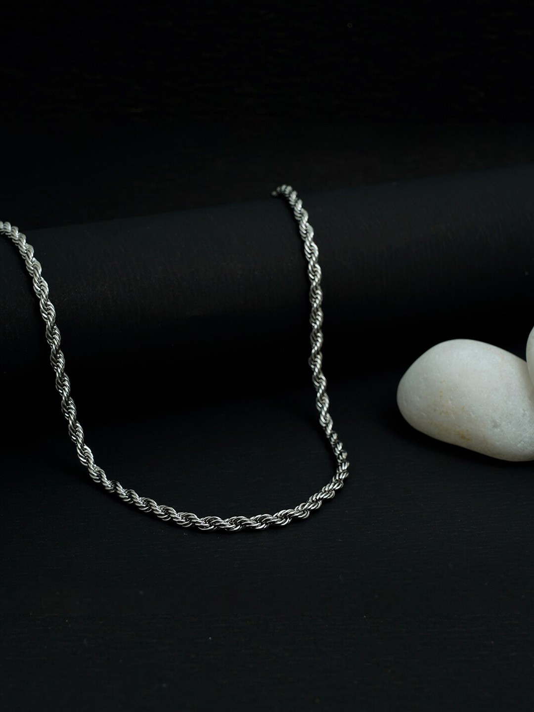 

VIRAASI Men Silver-Plated Stainless Steel Rope Chain