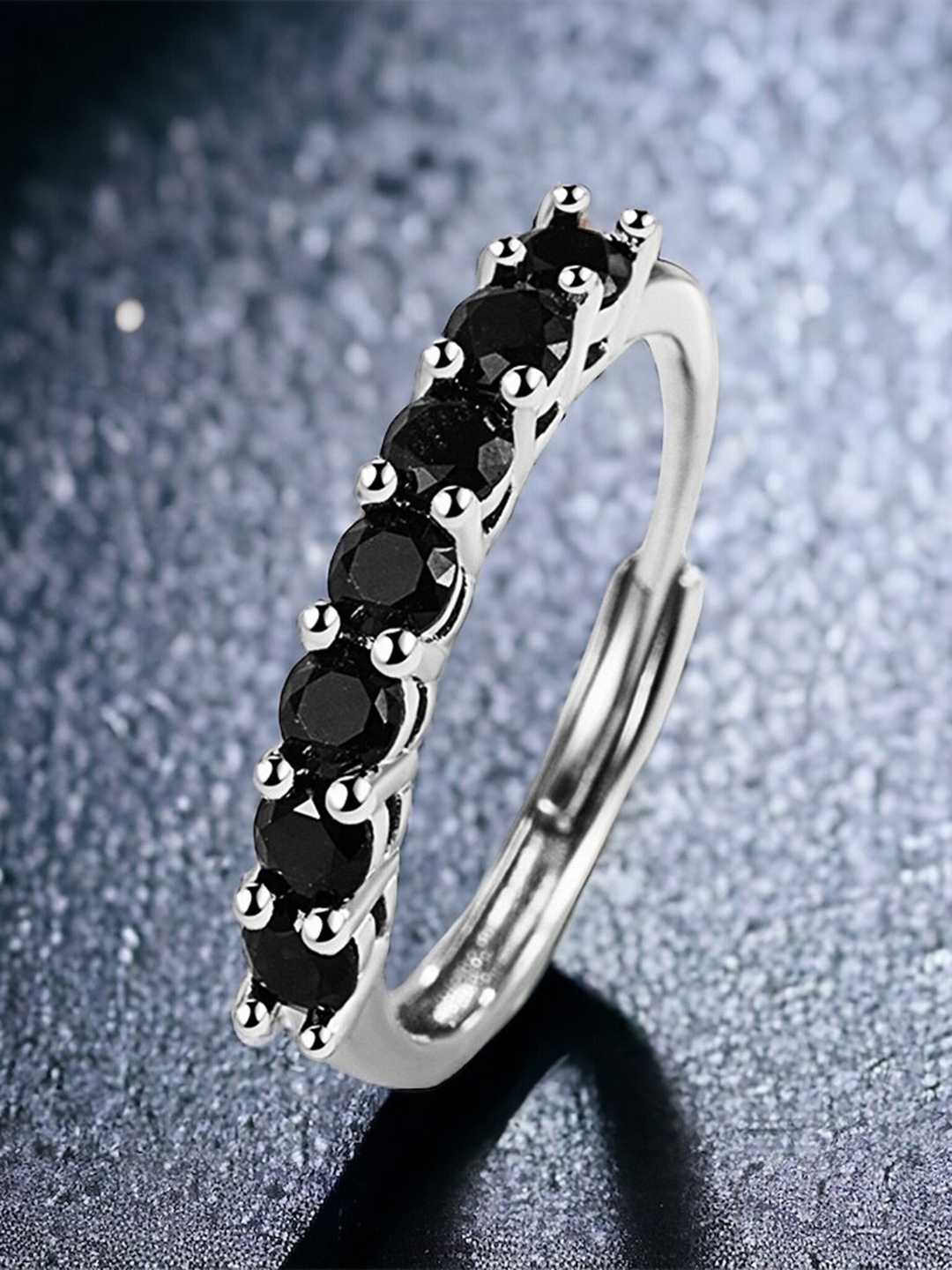 

MYKI Silver-Plated CZ Studded Finger Ring