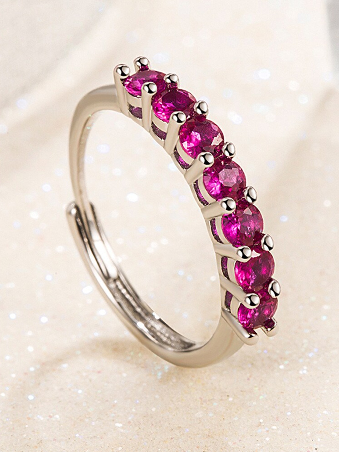 

MYKI Silver Plated & CZ Studded Finger Ring