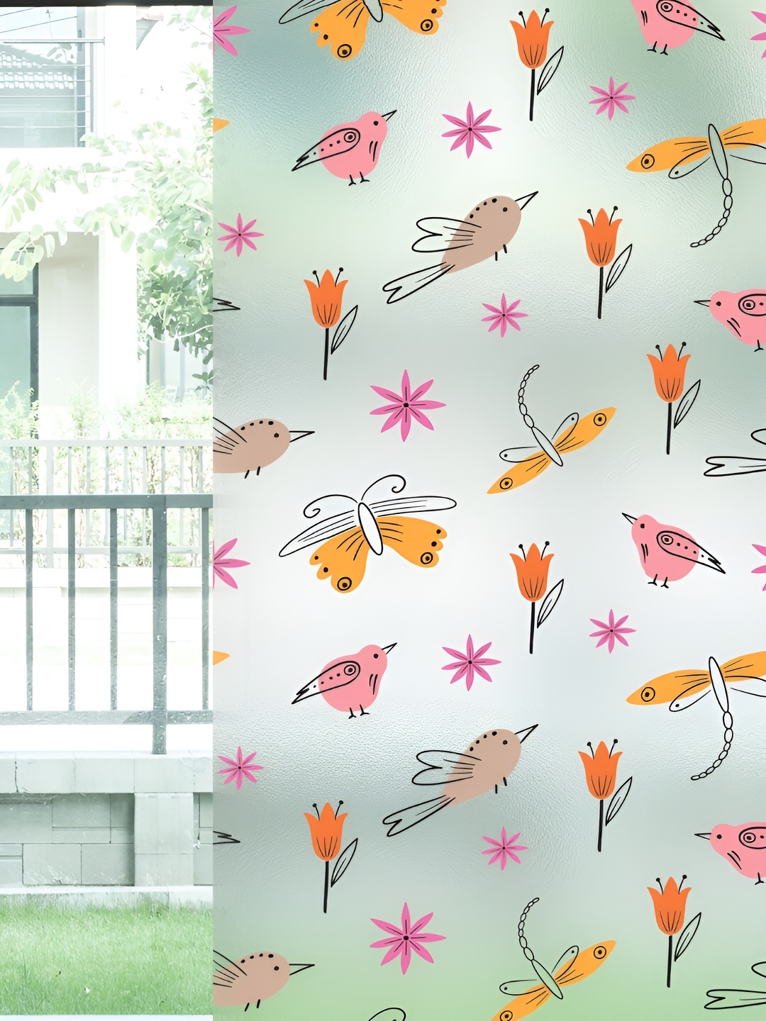 CVANU Transparent & Black Printed Self Adhesive Window Decals