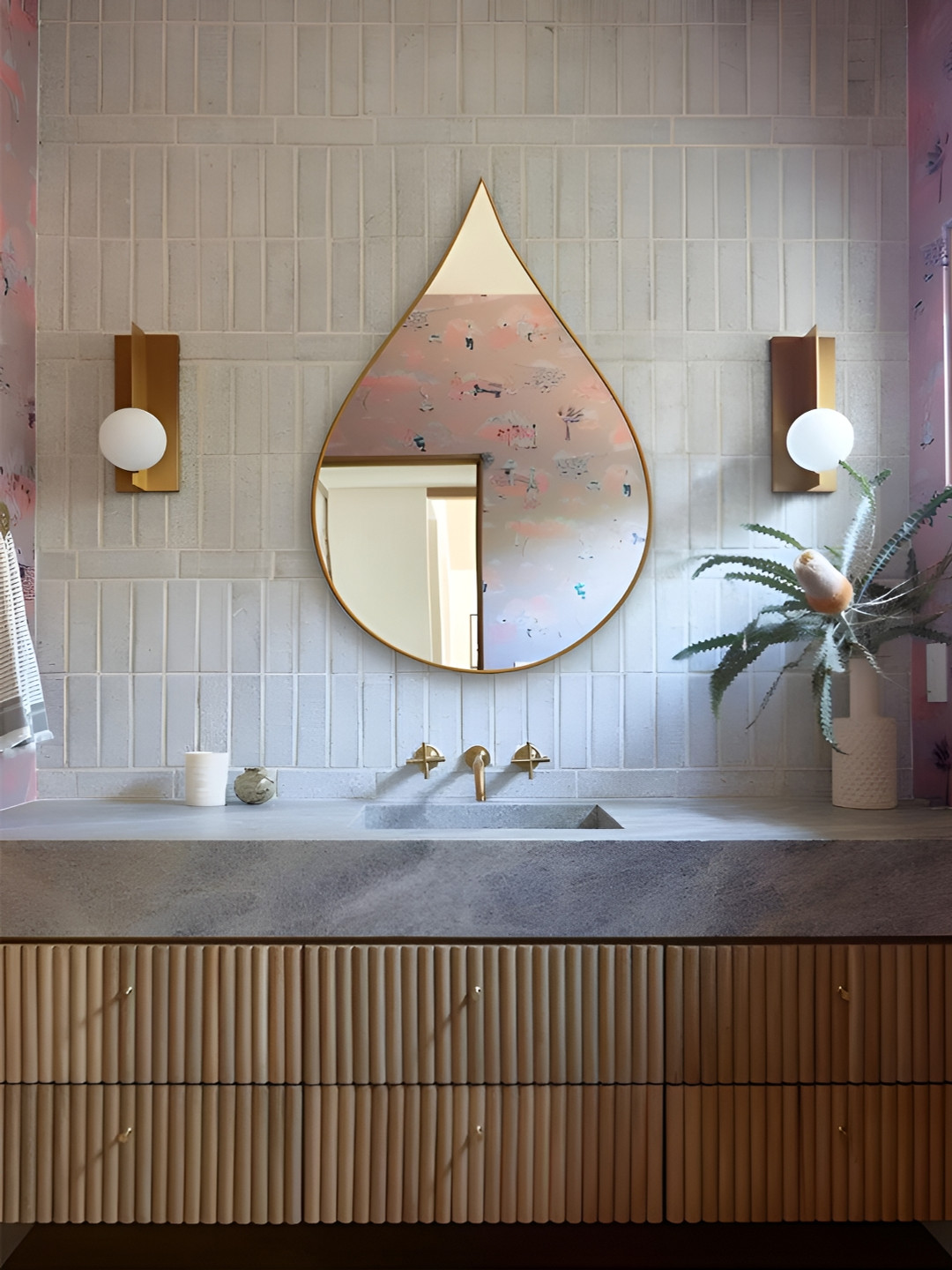 

THE HANDMADE FLAIR Gold Toned Abstract Mirror Wall Decor