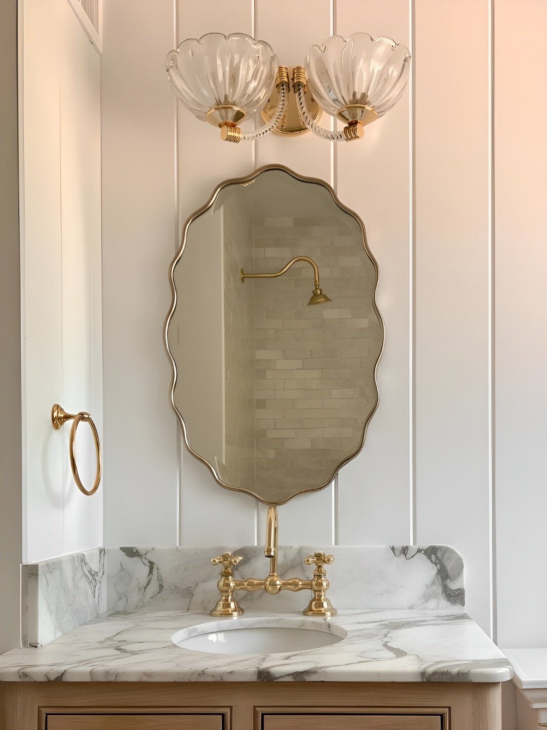 

THE HANDMADE FLAIR Gold Toned & Silver Toned Decor Wall Mirror