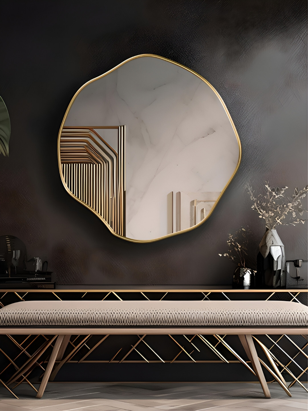 

THE HANDMADE FLAIR Black MDF Wall Mirror