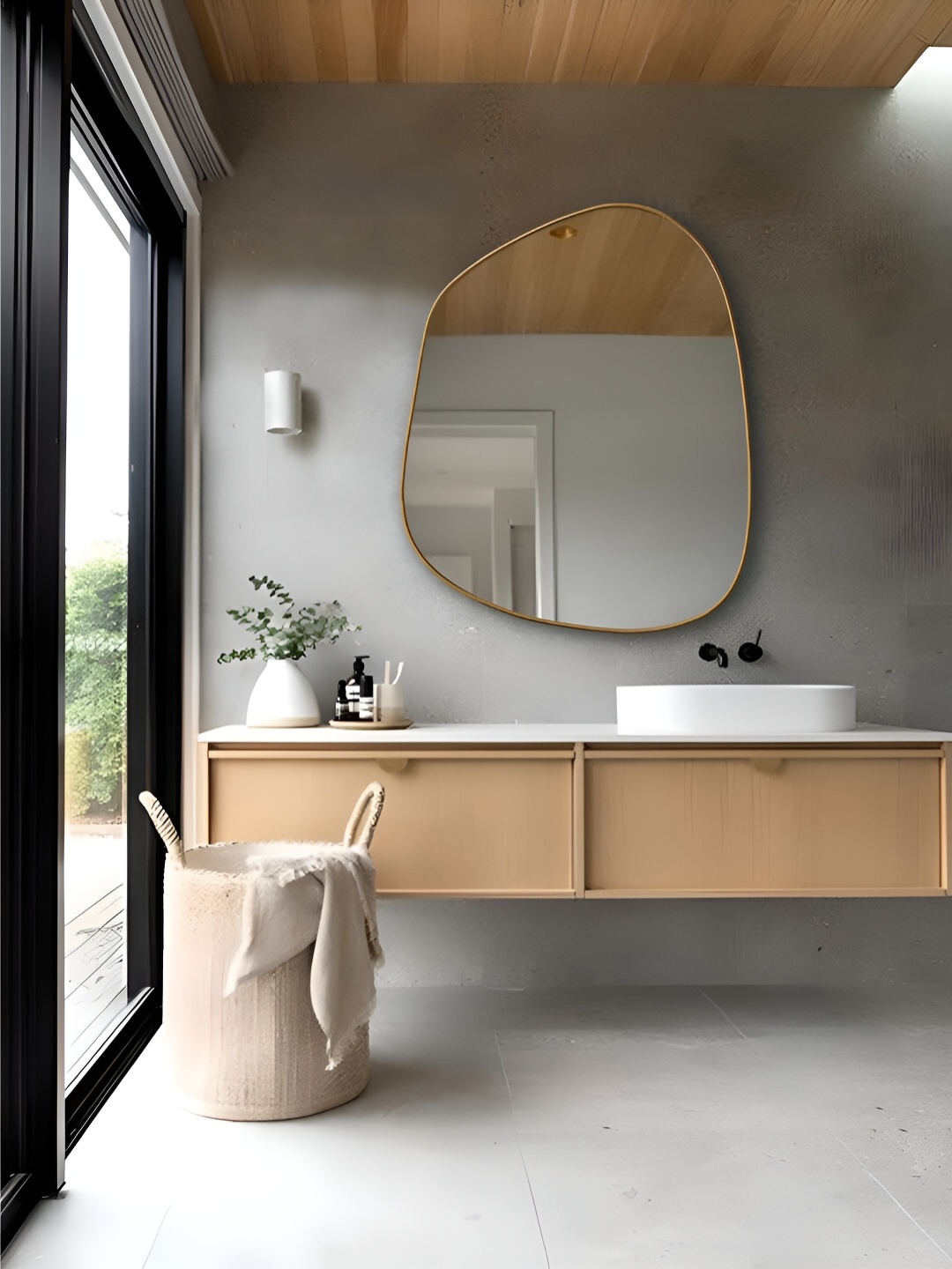 

THE HANDMADE FLAIR Gold Toned MDF Wall Mirror