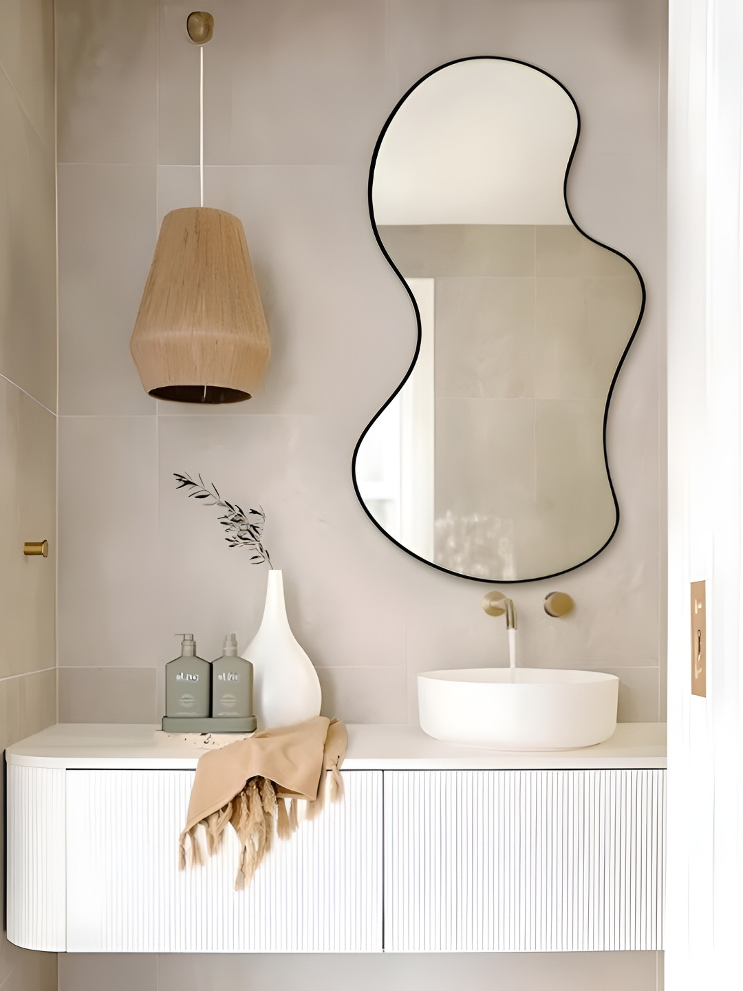

THE HANDMADE FLAIR Black Irregular Wall Mirror Home Decor