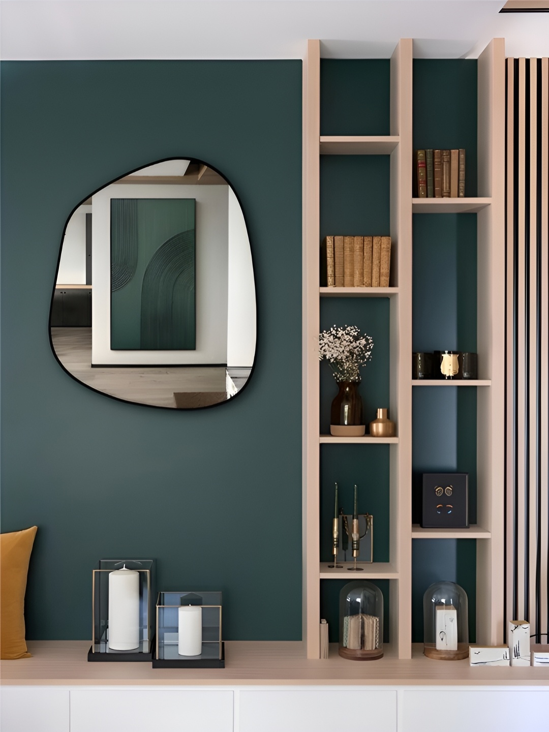 

THE HANDMADE FLAIR Transparent & Black Irregular Wall Mirror Home Decor