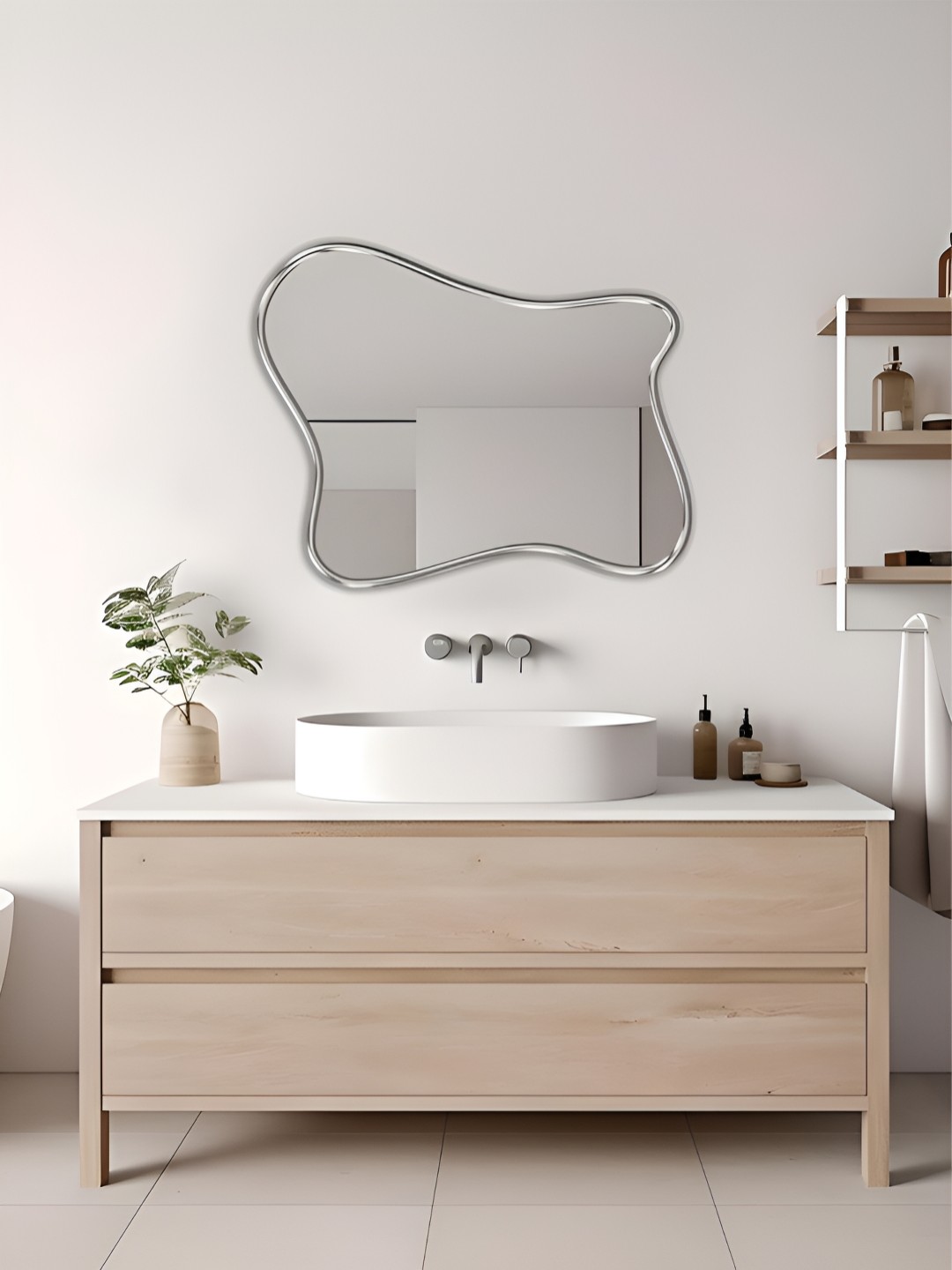 

THE HANDMADE FLAIR Silver Toned MDF Wall Mirror