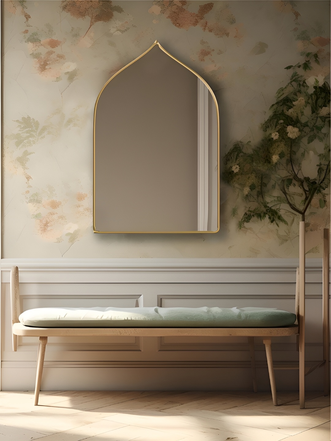 

THE HANDMADE FLAIR Transparent Irregular Wall Mirror Home Decor, Gold