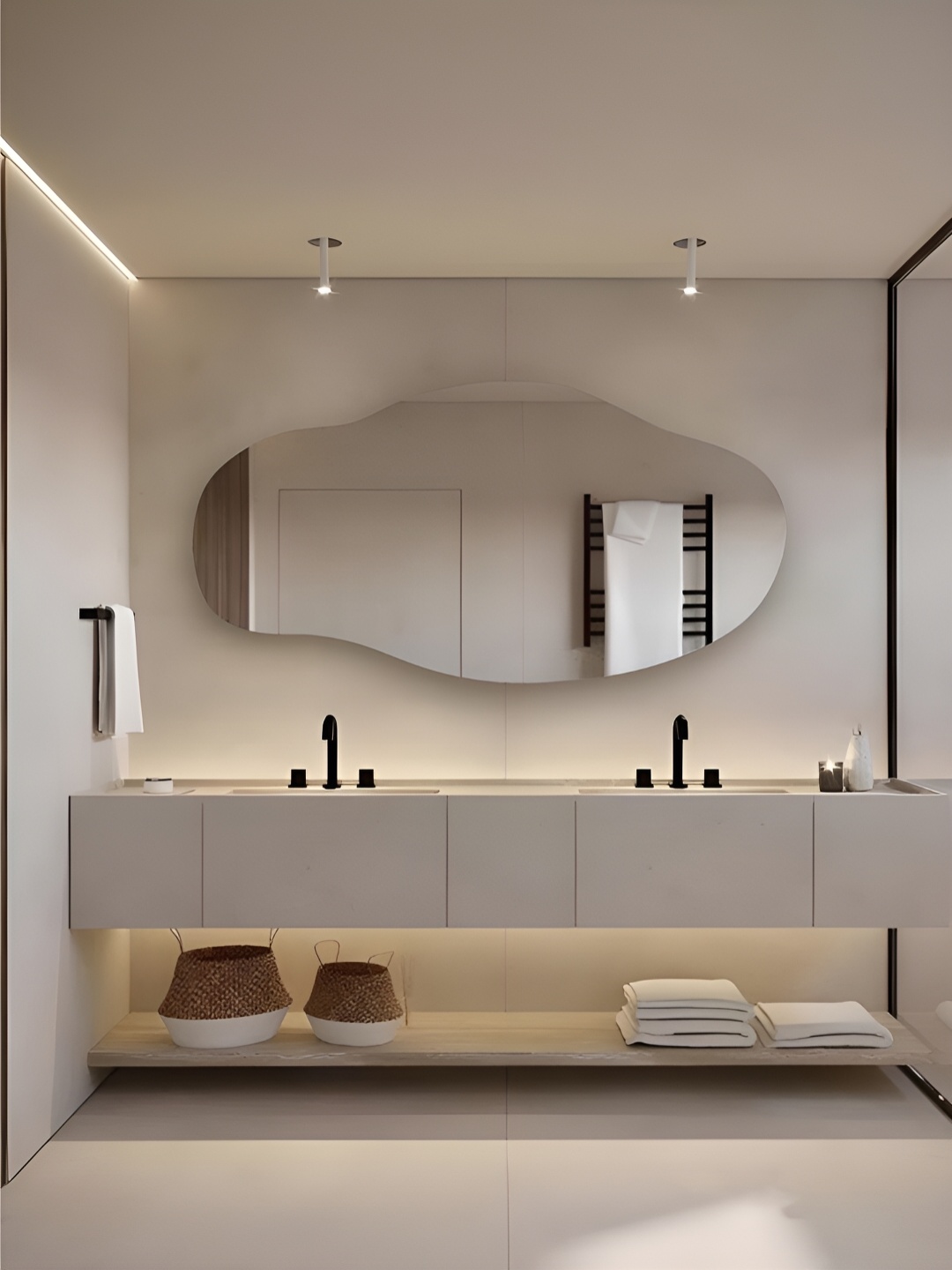 

THE HANDMADE FLAIR Gold Toned Abstract Shaped Wall Mirror