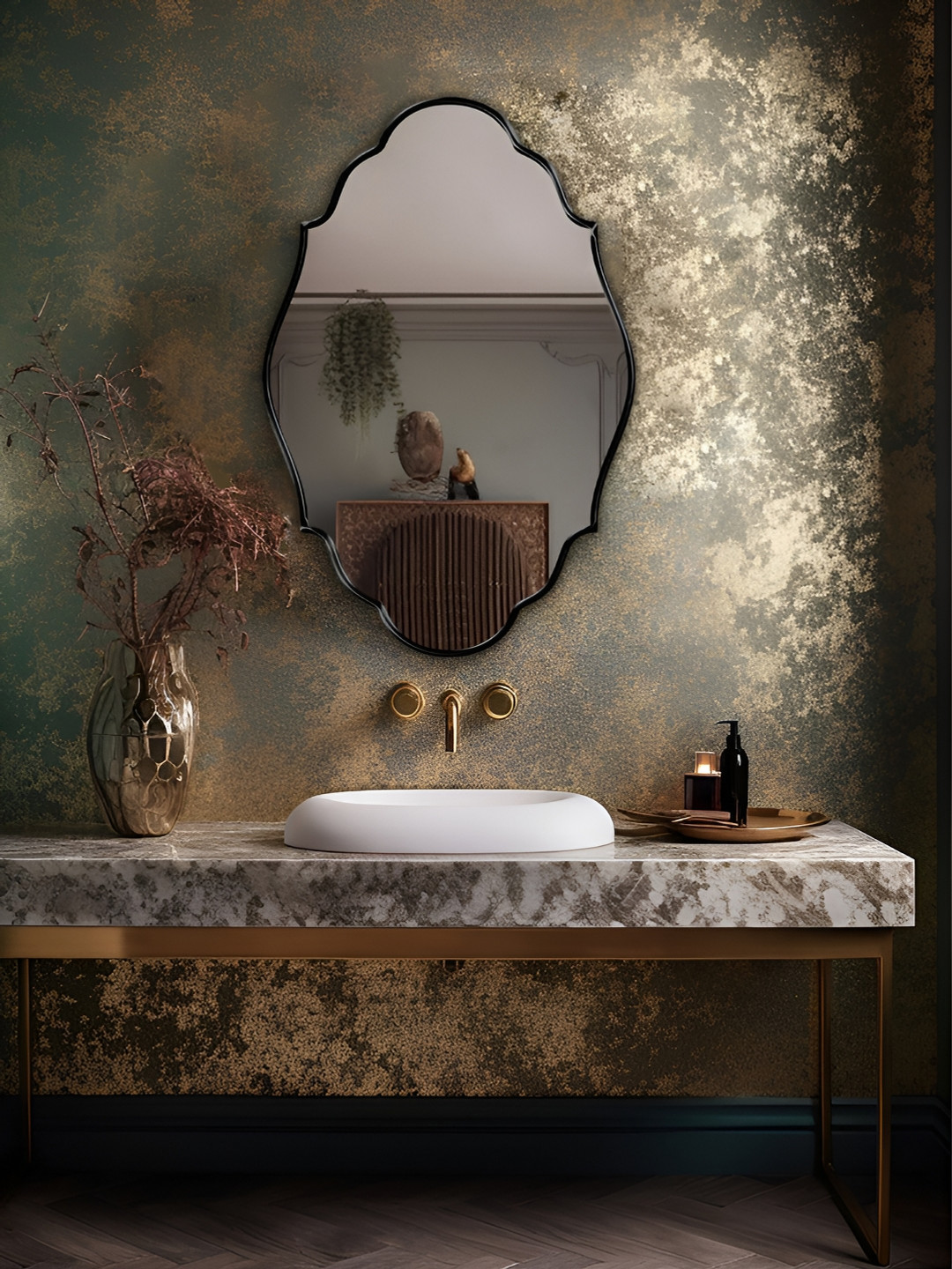 

THE HANDMADE FLAIR Black & Silver Toned Decor Wall Mirror