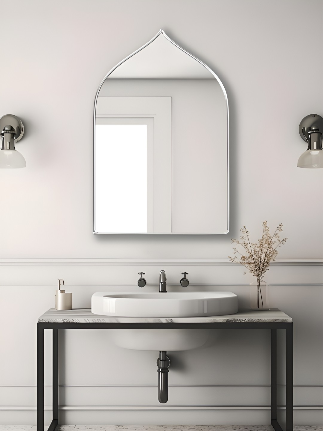

THE HANDMADE FLAIR Grey Abstract Shaped Wall Mirror