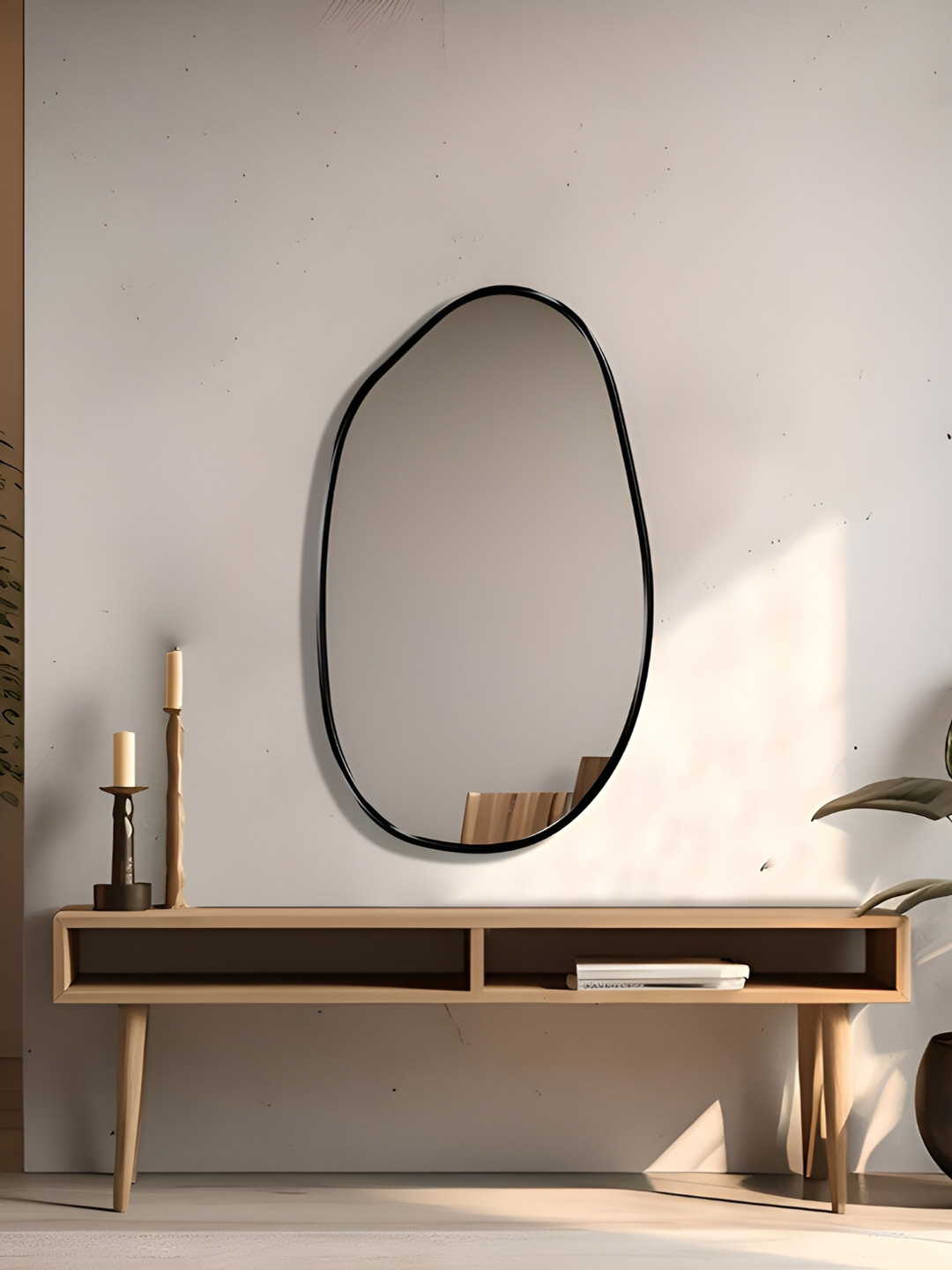 

THE HANDMADE FLAIR Black Abstract Mirror Wall Decor