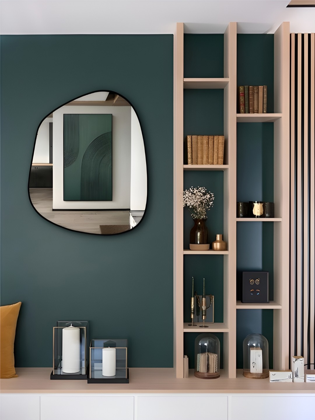 

THE HANDMADE FLAIR Black Irregular Shaped MDF Home Decor Wall Mirror