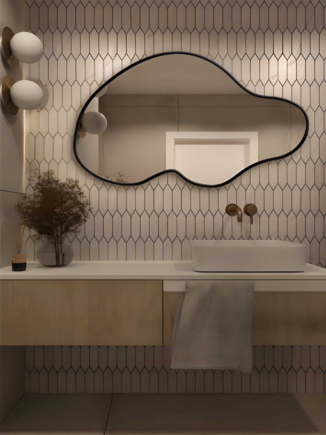 

THE HANDMADE FLAIR Irregular Black Decorative Wall Mirror