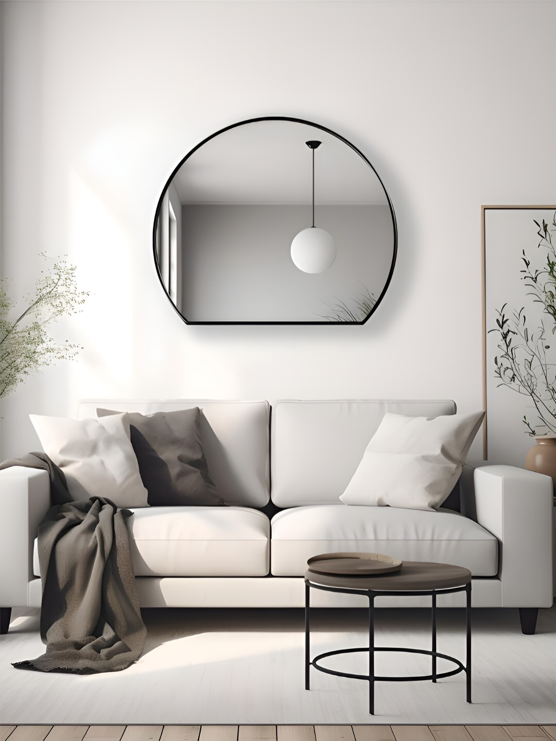 THE HANDMADE FLAIR Black & Silver Toned Decor Wall Mirror
