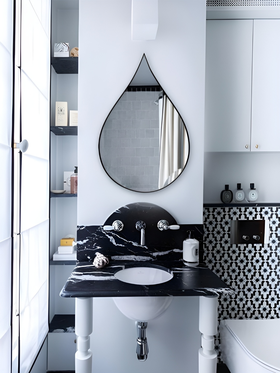 

THE HANDMADE FLAIR Black Abstract Shaped Wall Mirror