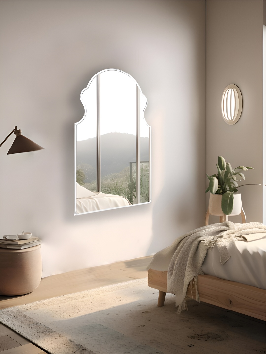 

THE HANDMADE FLAIR Silver Toned Irregular Decorative Wall Mirror
