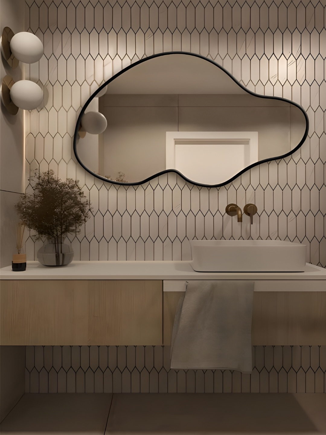 

THE HANDMADE FLAIR Black MDF Wall Mirror