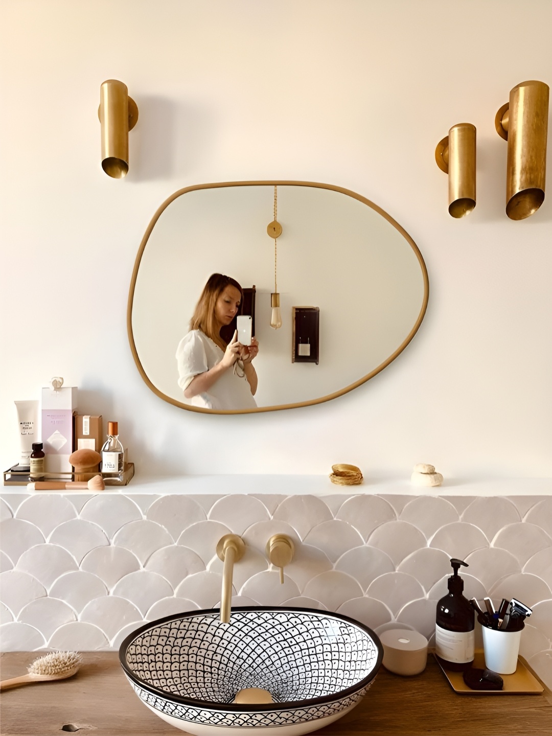 

THE HANDMADE FLAIR Gold-Toned Irregular Mirror Wall Decor
