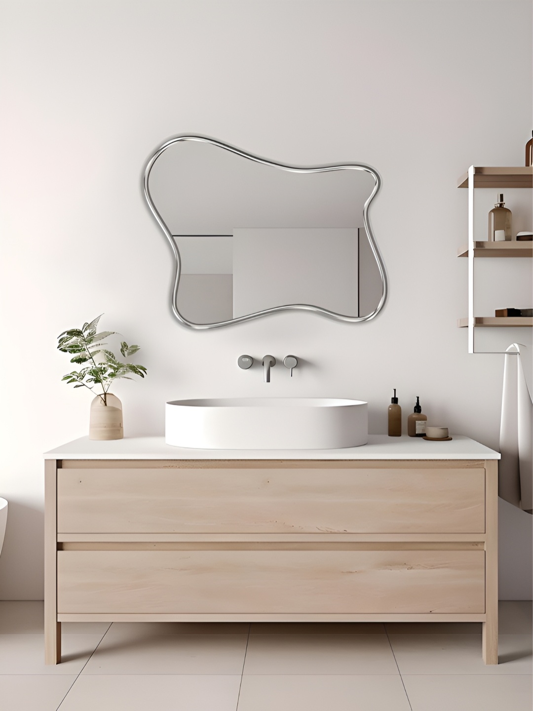 

THE HANDMADE FLAIR Silver Toned Irregular Mirror Wall Decor