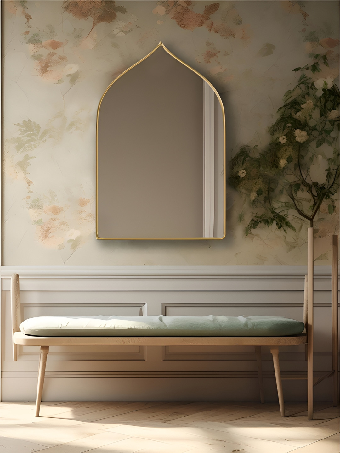

THE HANDMADE FLAIR Gold-Toned Abstract Shaped Wall Mirror