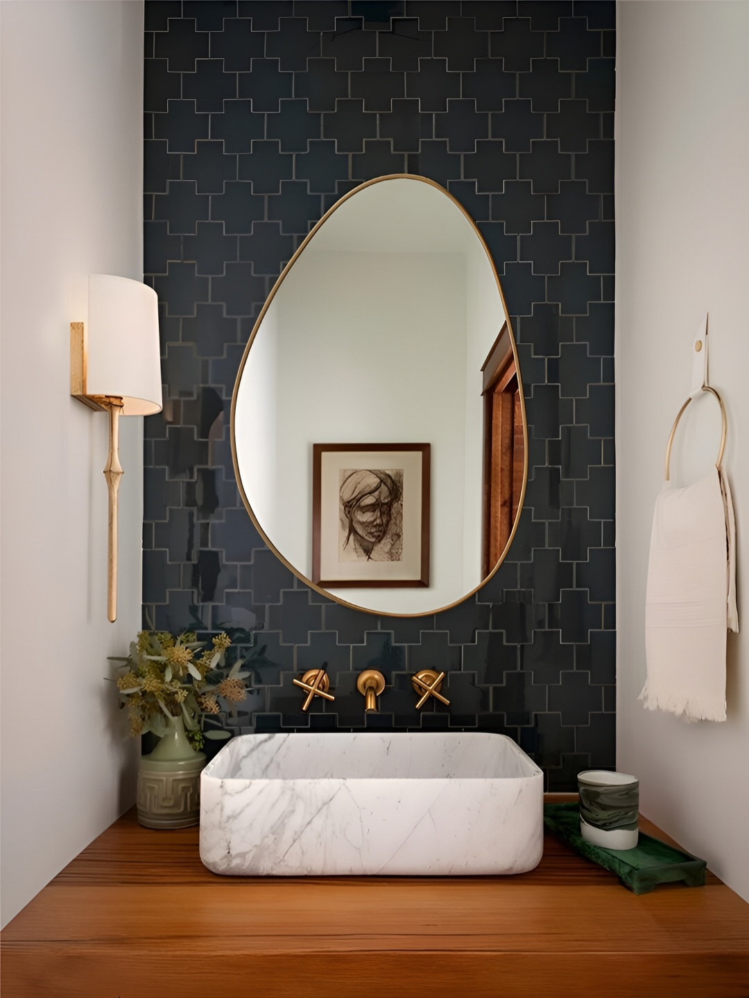 

THE HANDMADE FLAIR Gold Toned & Silver Toned Decor Wall Mirror
